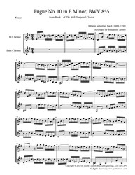 Fugue No. 10 in E Minor (WTC Book 1) for Clarinet / Bass Clarinet Duet